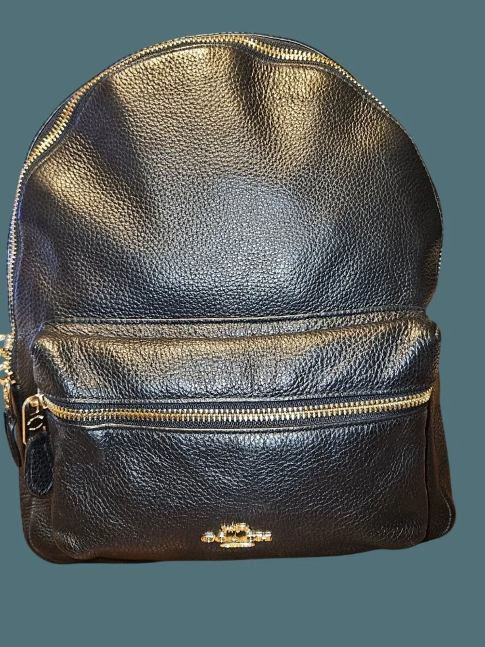 Coach Black Pebbled Leather Medium Charlie Adjustable Straps Backpack